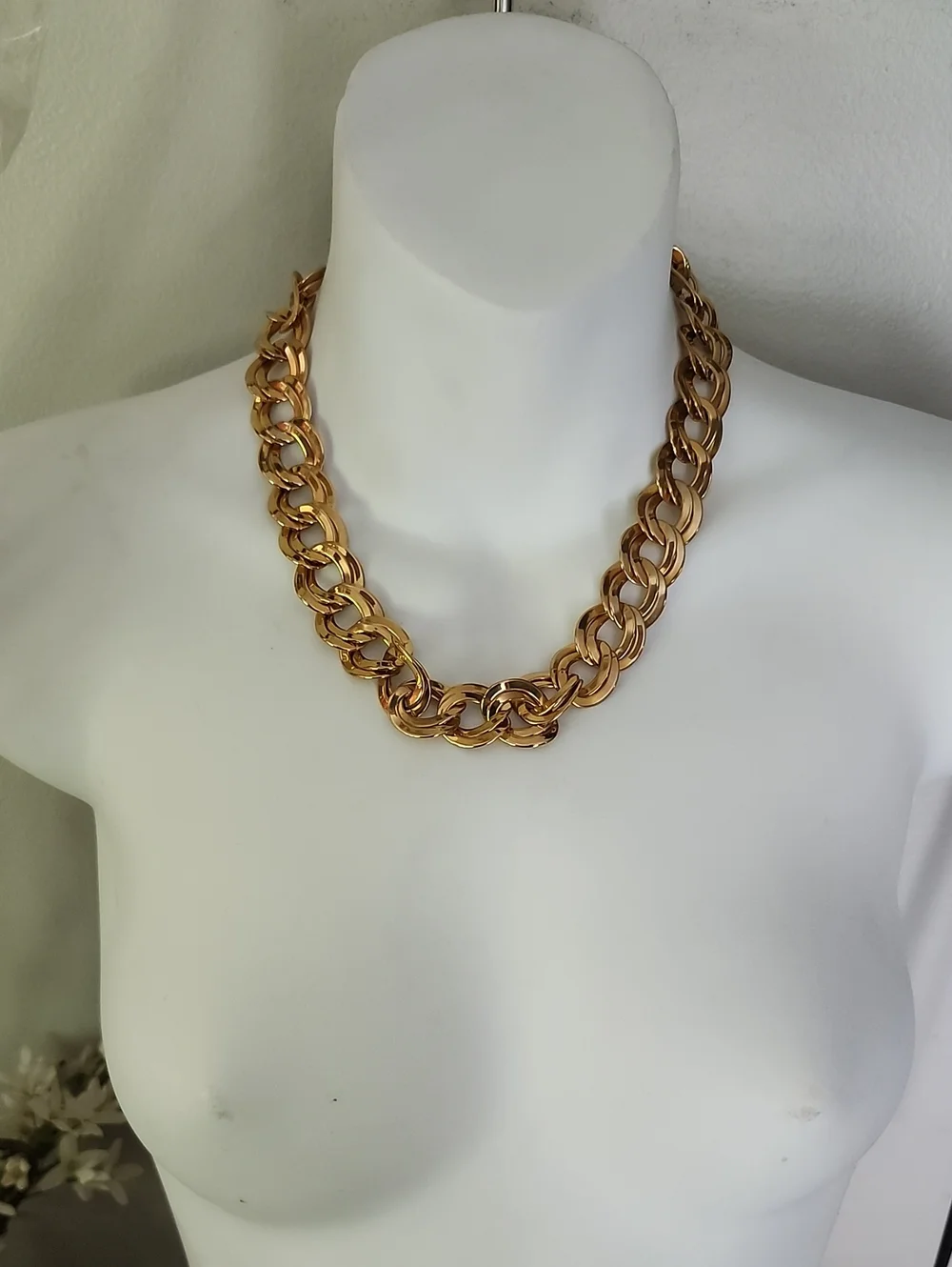 Gold Tone Chunky Link Necklace -18 Inches
